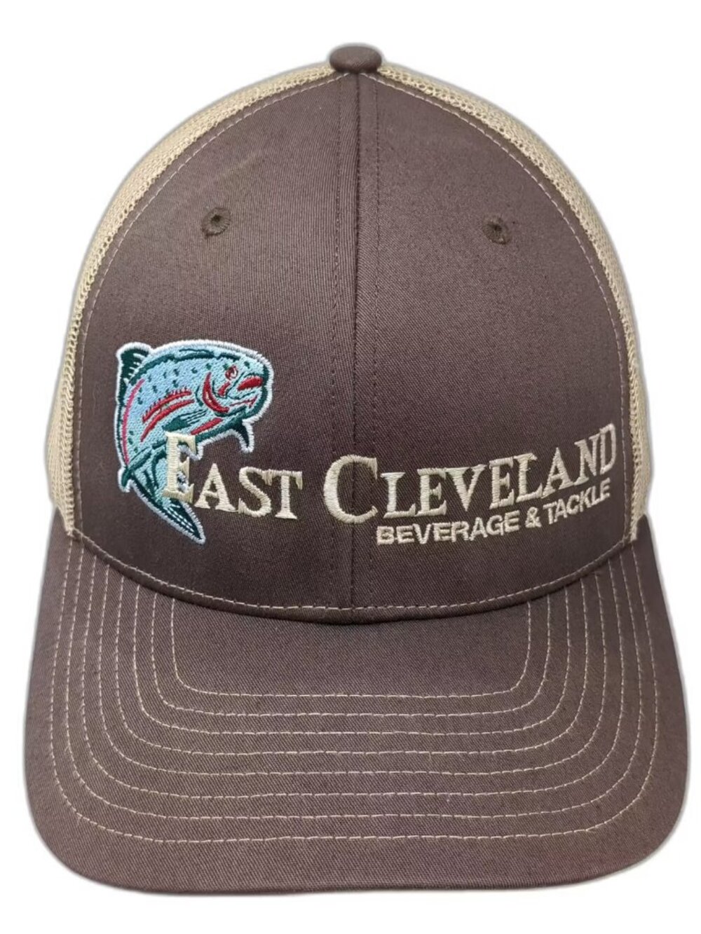 Richardson Trucker Hat Brown Beige OS Snapback East Cleveland Beverage Tackle